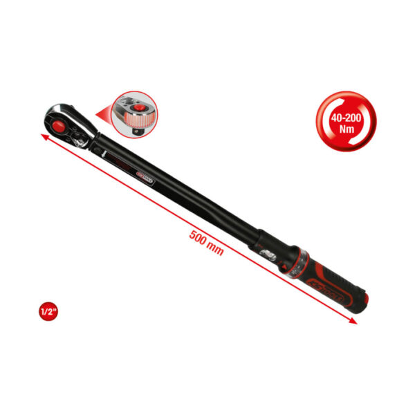 Cheie dinamometrica cu clichet 1/2”, ERGOTORQUE precision, 40-200 Nm, KS Tools - imagine 3