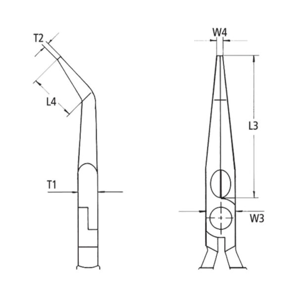 Cleste cu varf lung indoit cu taiere laterala Knipex, 200 mm - imagine 4