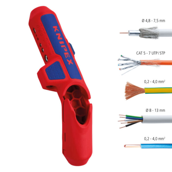 Dispozitiv de dezizolat cabluri ondulata Knipex, Ø13-32 mm - imagine 4
